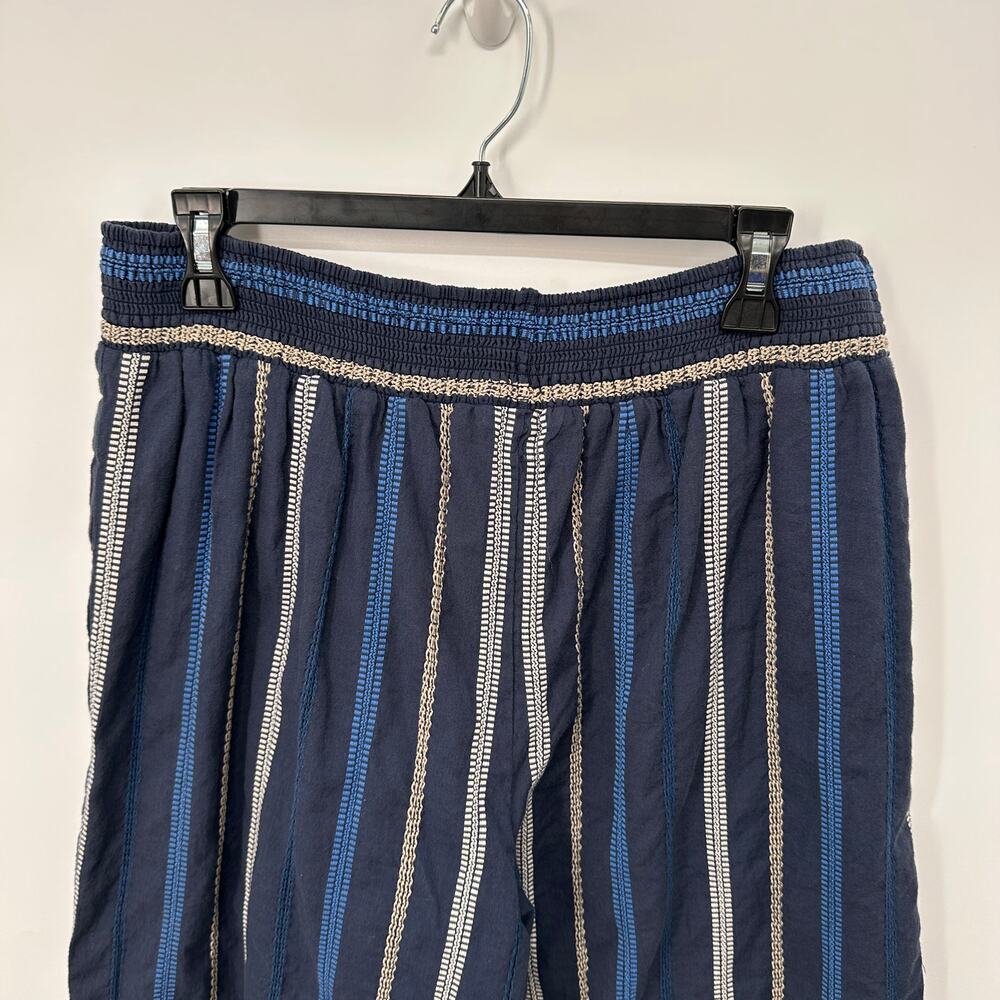 MICHAEL STARS NWT Evereve Navy Embroidered Striped Elastic Waist Pants // XL - Picture 8 of 12
